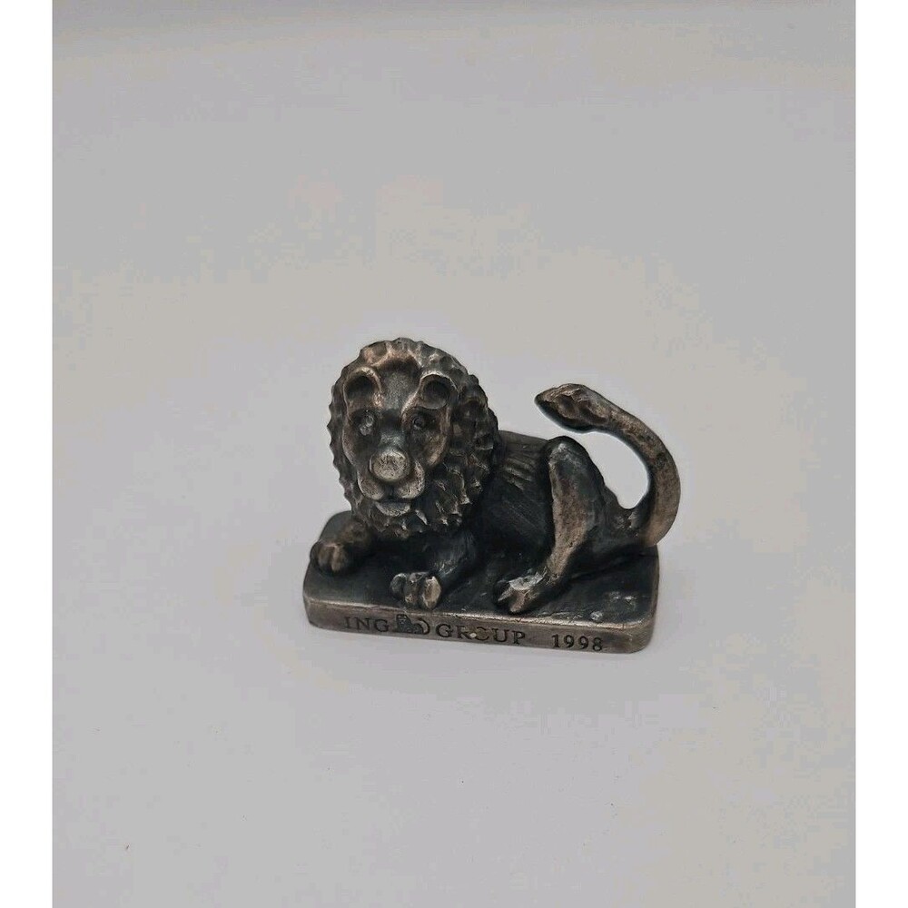 Vintage ING Group Lion Heavy Metal Paperweight Advertising Figurine 1998